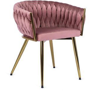 Стул бархатный MEBEL ELITE CAPRI Velvet Розовый / Золотой реальная фотография