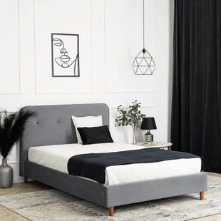 Кровать бархатная MEBEL ELITE DENNIS Velvet 120x200 Темно Серый реальная фотография