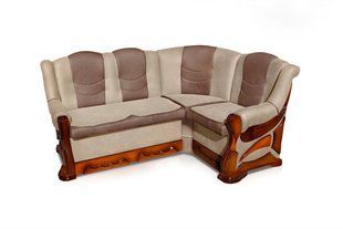 М"який куток розкл.Візит Мікс Меблі 175*130(Beige+Brown)горіх жива фотографія