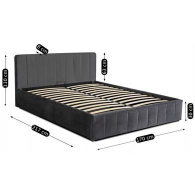 Кровать двуспальная бархатная MEBEL ELITE CHRISTIAN Velvet 160x200 см Серый реальная фотография