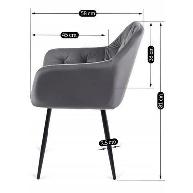 Стілець оксамитовий MEBEL ELITE VIKI Velvet сірий жива фотографія