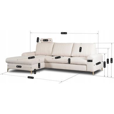 Угловой диван MEBEL ELITE BILBAO 255 см Беж (левый)