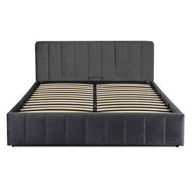 Кровать двуспальная бархатная MEBEL ELITE CHRISTIAN Velvet 160x200 см Серый реальная фотография