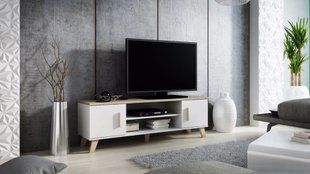 ТВ Тумба LOTTA 2D2K RTV Cama 160 Дуб Сонома / Белый Глянец реальная фотография