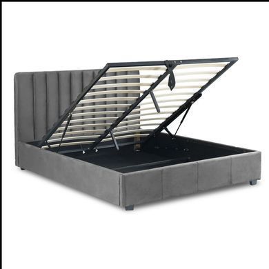Кровать двуспальная бархатная 120x200 MEBEL ELITE MARI Velvet Серый реальная фотография
