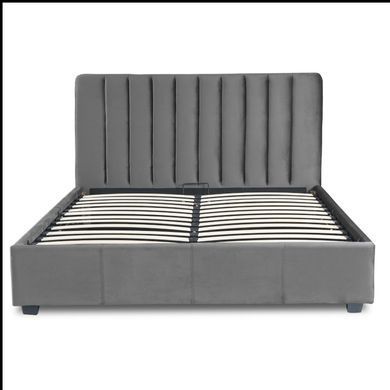 Кровать двуспальная бархатная 120x200 MEBEL ELITE MARI Velvet Серый реальная фотография