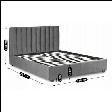 Кровать двуспальная бархатная 120x200 MEBEL ELITE MARI Velvet Серый реальная фотография