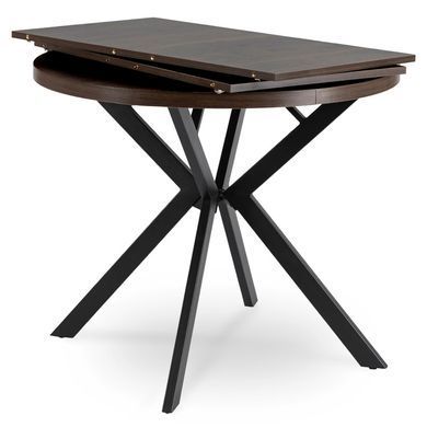 Стіл розкладний круглий MEBEL ELITE LUGO 90(190)х90 см Горіх жива фотографія