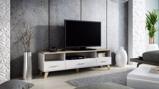 ТВ Тумба LOTTA 3S3K RTV Cama 180 Дуб Сонома / Белый Глянец реальная фотография
