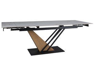 Стол Обеденный GENESIS Signal 160(220)X90 Белый Мат / Черный / Дуб реальная фотография