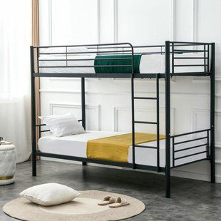 Двухъярусная кровать 90x200 см MEBEL ELITE RODEZ черный реальная фотография