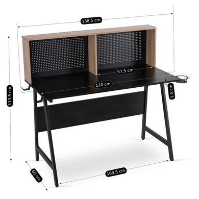 Письменный стол MEBEL ELITE ICE 138,5 см Черный/Дуб реальная фотография