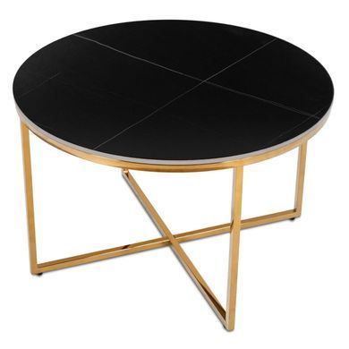 Журнальний столик MARINE MEBEL ELITE 80x80 Чорний/золото жива фотографія
