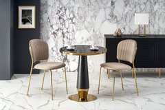 Стол обеденный MOLINA Halmar 59х59 Керамика Черный Мрамор / Черный/ Золото реальная фотография