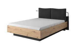 Кровать (каркас) Perfect Home Нест / Nest 160 с мягким изголовьем двуспальная Дуб артизан/антрацит реальная фотография