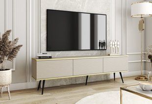 Тумба под телевизор Perfect Home Оро/Oro 3-дверная с черными ножками RTV175 MDF Бежевый реальная фотография