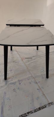Стол раскладной TM-87 VETRO 110(140)x75 Белый Мрамор реальная фотография