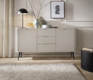 Комод Perfect Home Зова / Zova 2-дверний з 3 шухлядами і чорними ніжками KSZ168 Кашемір жива фотографія