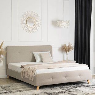 Ліжко оксамитове MEBEL ELITE MIKEL 160x200 см Беж жива фотографія