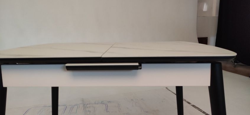 Стол раскладной TM-87 VETRO 110(140)x75 Белый Мрамор реальная фотография