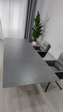 Стол раскладной JULIAN CERAMIC Intarsio 160(240)*90 серый мат/черный реальная фотография