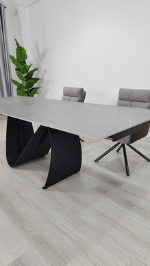 Стол раскладной JULIAN CERAMIC Intarsio 160(240)*90 серый мат/черный реальная фотография