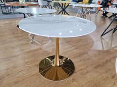 Стол обеденный ESPERO Signal 90x90 Белый Мрамор / Золото реальная фотография