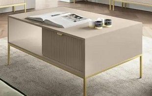 Стол журнальный Perfect Home Новая/Nova с 2 ящиками и золотыми ножками L104 Кашемир реальная фотография