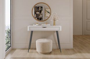 Стол туалетный Perfect Home Ланте/Lante 1S/100 с 1 ящиком и черными ножками Белый жива фотографія