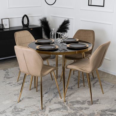 Стул бархатный MEBEL ELITE IRYS Velvet Беж/золото реальная фотография