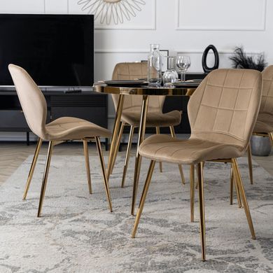 Стул бархатный MEBEL ELITE IRYS Velvet Беж/золото реальная фотография