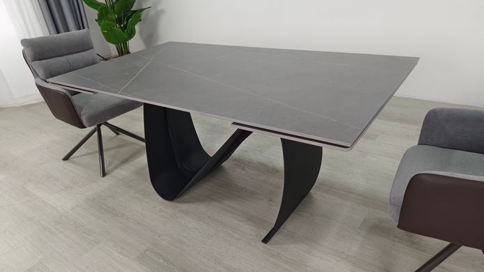 Стол раскладной JULIAN CERAMIC Intarsio 160(240)*90 серый мат/черный реальная фотография