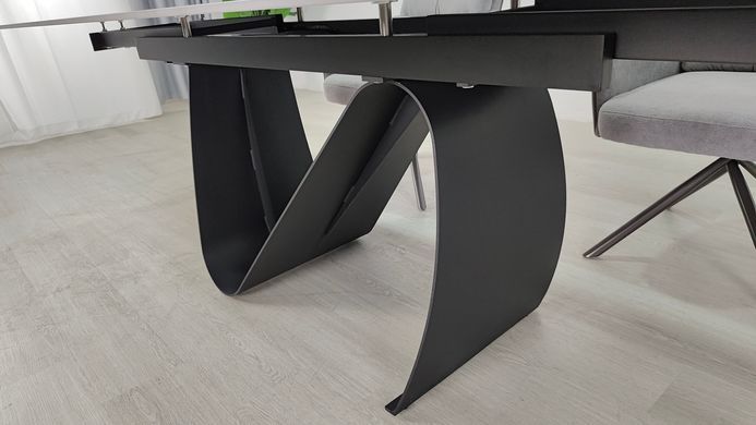 Стол раскладной JULIAN CERAMIC Intarsio 160(240)*90 серый мат/черный реальная фотография