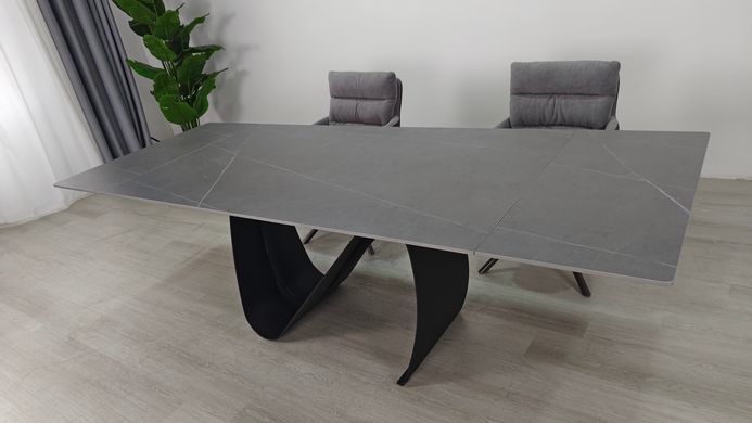 Стол раскладной JULIAN CERAMIC Intarsio 160(240)*90 серый мат/черный реальная фотография