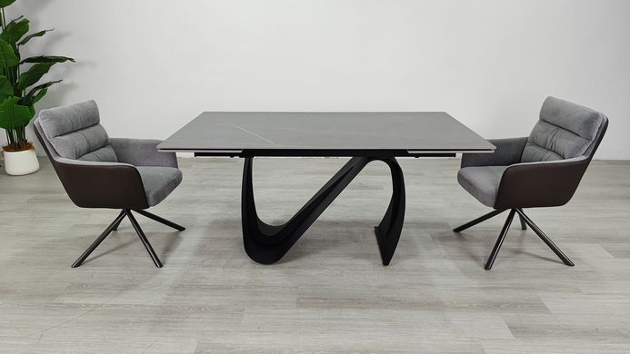 Стол раскладной JULIAN CERAMIC Intarsio 160(240)*90 серый мат/черный реальная фотография