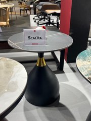 Журнальный столик SCALITA Halmar 50x50 Черный Мрамор/Золото реальная фотография