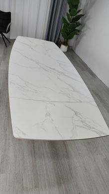 Раскладной стол GILBERT CERAMIC Intarsio 160(240)*90 белый мат/черный реальная фотография