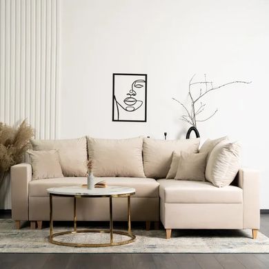 Кутовий диван оксамитовий MEBEL ELITE MARKUS Velvet 238 см Бежевий (правий) жива фотографія