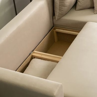 Кутовий диван оксамитовий MEBEL ELITE MARKUS Velvet 238 см Бежевий (правий) жива фотографія