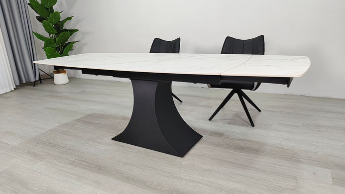 Раскладной стол GILBERT CERAMIC Intarsio 160(240)*90 белый мат/черный реальная фотография