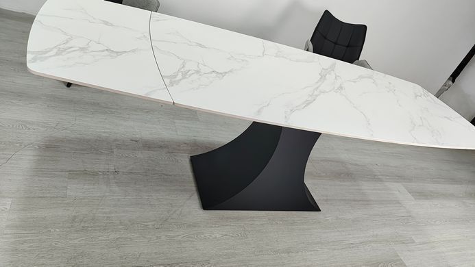 Раскладной стол GILBERT CERAMIC Intarsio 160(240)*90 белый мат/черный реальная фотография