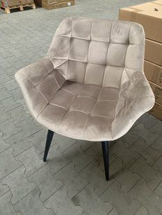 Кресло ELEGANTE Velvet Intarsio Бежевый реальная фотография