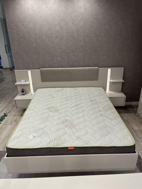 Кровать (каркас) Perfect Home Даст / Dast 160 с прикроватными тумбами и мягким изголовьем Беж реальная фотография