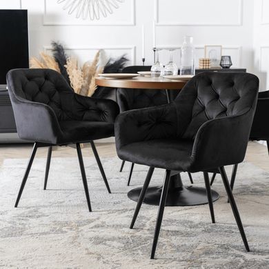 Стул поворотный бархатный MEBEL ELITE IDA Velvet Черный реальная фотография