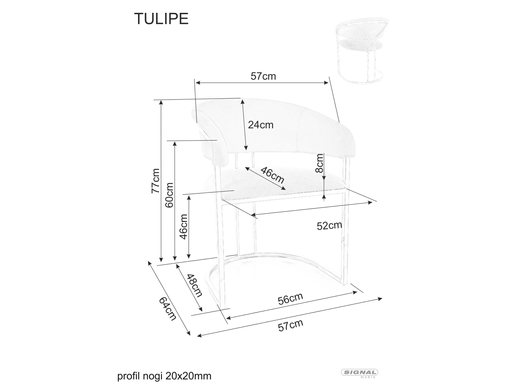 Кресло TULIPE VELVET Signal Светлый Беж/золото реальная фотография