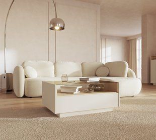 Стол журнальный Perfect Home Хиро/Hiro 2S/96 с 2 ящиками Беж/дуб кремона реальная фотография