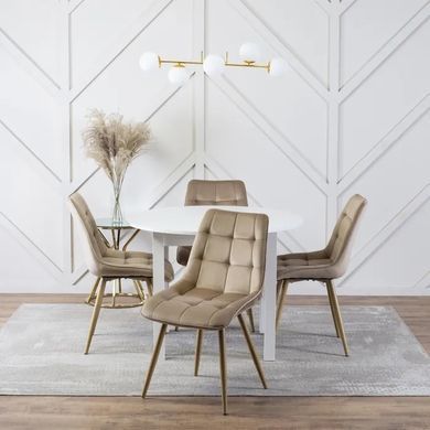 Стілець оксамитовий MEBEL ELITE RODRI Velvet Бежевий / Натуральний жива фотографія