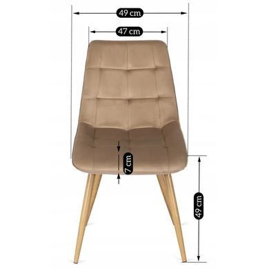 Стілець оксамитовий MEBEL ELITE RODRI Velvet Бежевий / Натуральний жива фотографія