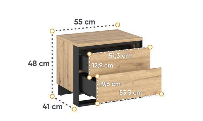 Прикроватная Тумба QUANT Квант Prestol Дуб Артизан/Черный с подсветкой реальная фотография