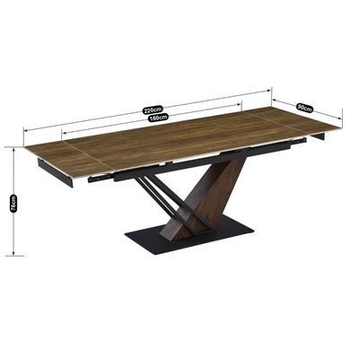 Стол раскладной MEBEL ELITE REX 160(220)х90 см Темно коричневый дуб/черный реальная фотография